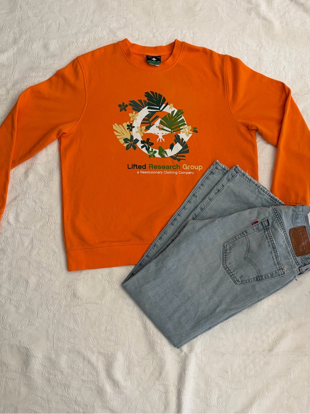 LRG Orange Crewneck with Botanical Graphic